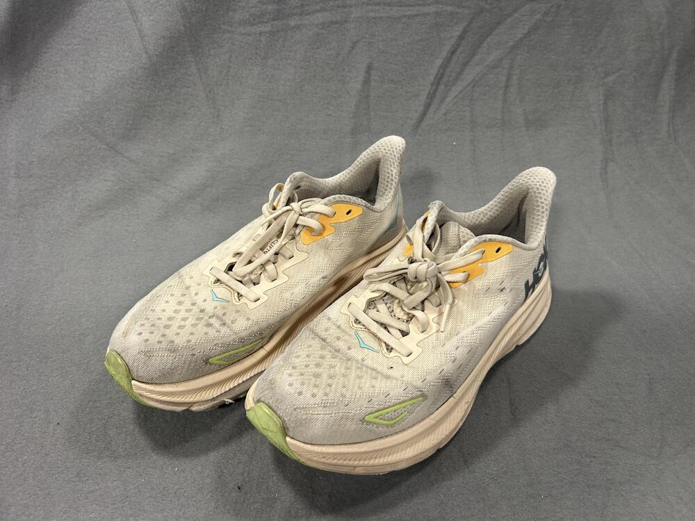 Hoka One One Clifton 9 Shoes Womens Size 9B Beige Running Sneaker Cushioned